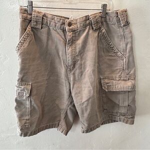 Vintage Carhartt Duck Canvas Cargo Work Shorts Khaki Brown Size 34 Carpenter